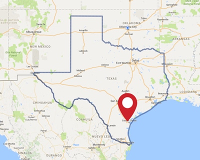 A map for a Love's travel stop where you can use your MTA card in Sinton, TX.