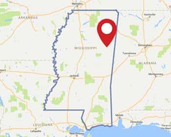 A map for a Love's travel stop where you can use your MTA card in Westpoint, MS.