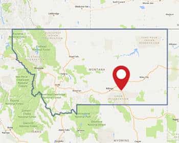 A map for a Love's travel stop where you can use your MTA card in Hardin, MT.