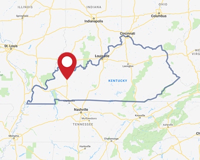 A map for a Love's travel stop where you can use your MTA card in Hanson, KY.