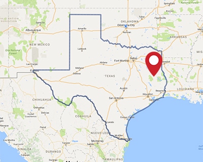 A map for a Love's travel stop where you can use your MTA card in Lufkin, TX.