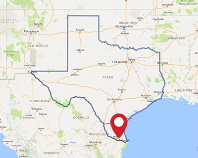 A map for a Love's travel stop where you can use your MTA card in Donna, TX.