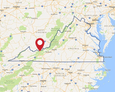 A map for a Love's travel stop where you can use your MTA card in Bastian, VA.