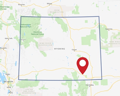 A map for a Love's travel stop where you can use your MTA card in Laramie, WY.