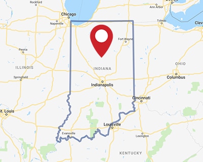 A map for a Love's travel stop where you can use your MTA card in Tipton, IN.