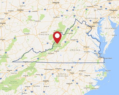 A map for a Love's travel stop where you can use your MTA card in Low Moor, VA