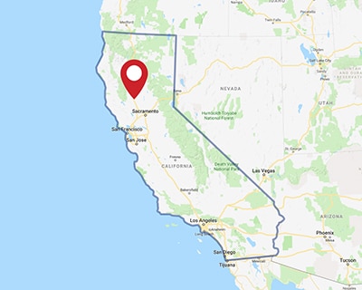 A map for a Love's travel stop where you can use your MTA card in Williams, CA.