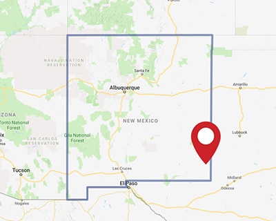 A map for a Love's travel stop where you can use your MTA card in Eunice, NM.