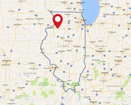 A map for a Love's travel stop where you can use your MTA card in Atkinson, IL.