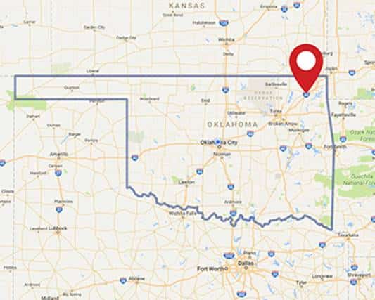 A map for a Love's travel stop where you can use your MTA card in Big Cabin, OK.