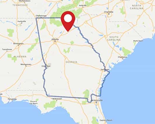 A map for a Love's travel stop where you can use your MTA card in Commerce, GA.