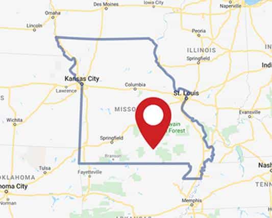 A map for a Love's travel stop where you can use your MTA card in Willow Springs, MO.