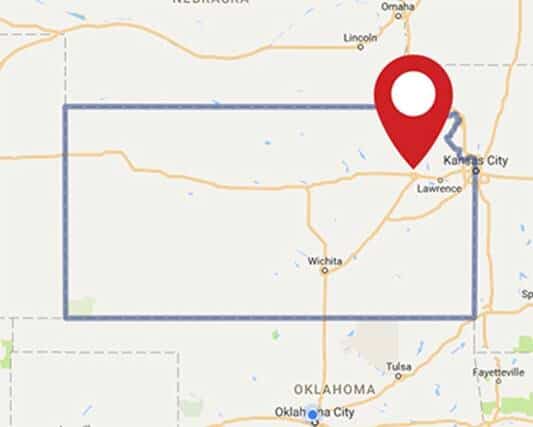 A map for a Love's travel stop where you can use your MTA card in Topeka, KS.