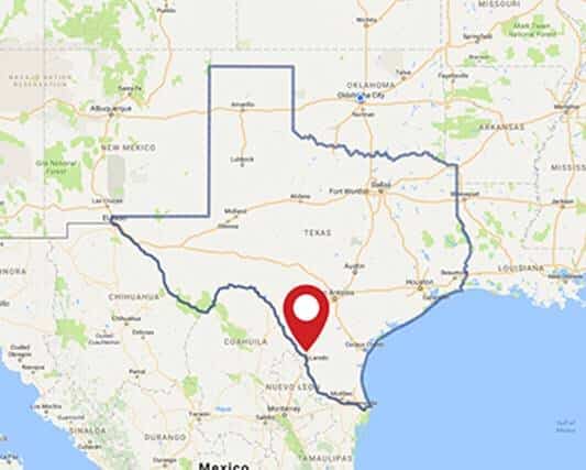 A map for a Love's travel stop where you can use your MTA card in Laredo, TX.