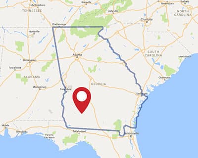 A map for a Love's travel stop where you can use your MTA card in Georgia.