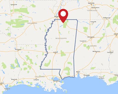 A map for a Love's travel stop where you can use your MTA card in Mississippi.