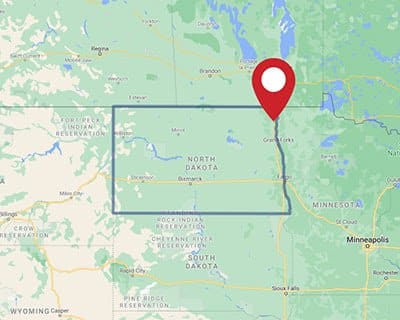 A map for a Love's travel stop where you can use your MTA card in Drayton, ND.