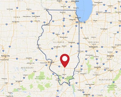 A map for a Love's travel stop where you can use your MTA card in Southern Illinois.