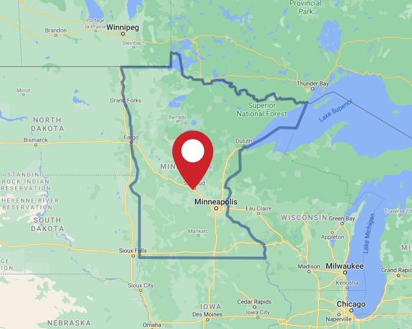 A map for a Love's travel stop where you can use your MTA card in Rockville, MN.