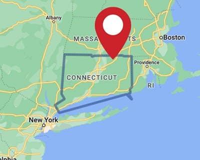 A map for a Love's travel stop where you can use your MTA card in Willington, CT.